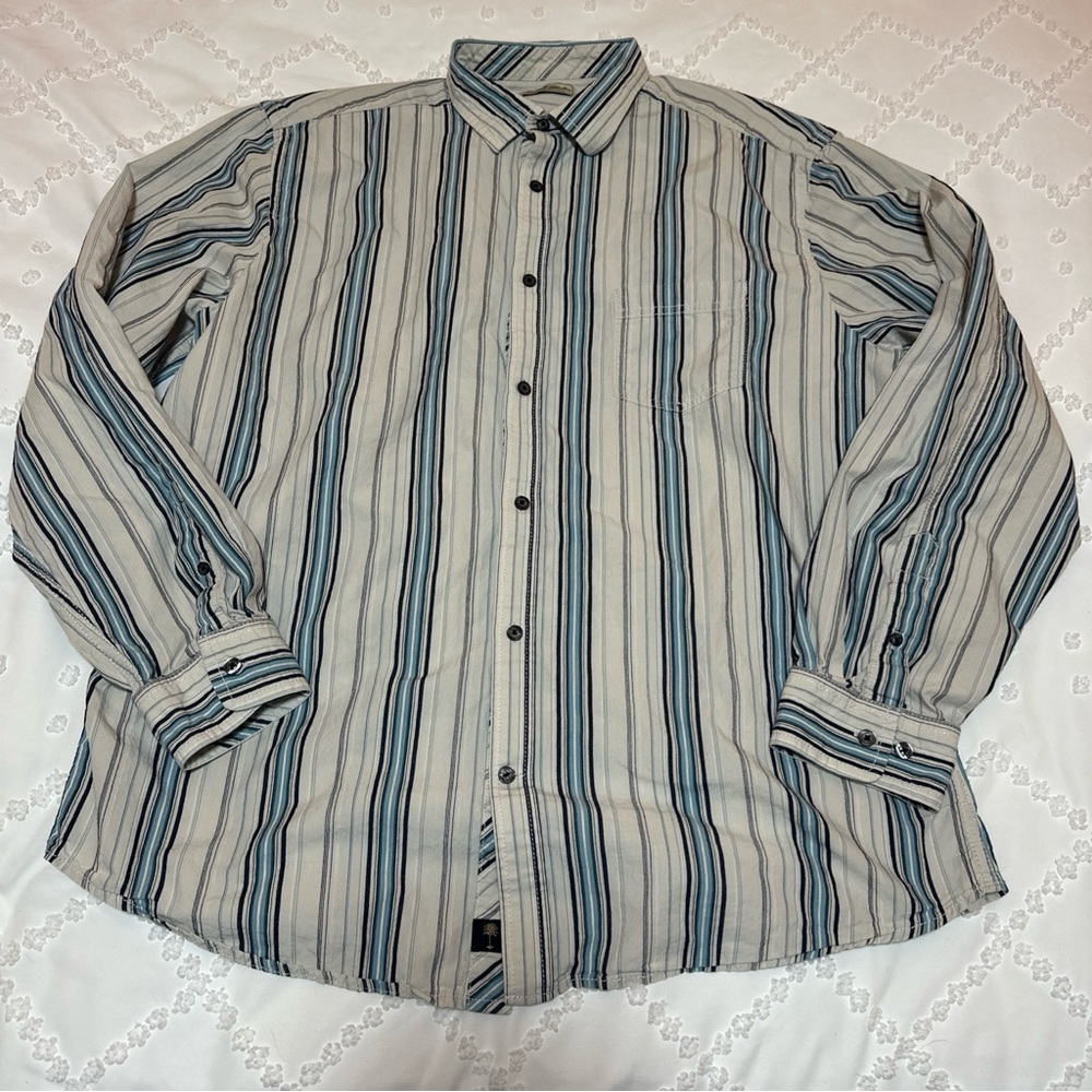 Paradise Collection 100% Cotton Men’s Button Down Striped Shirt